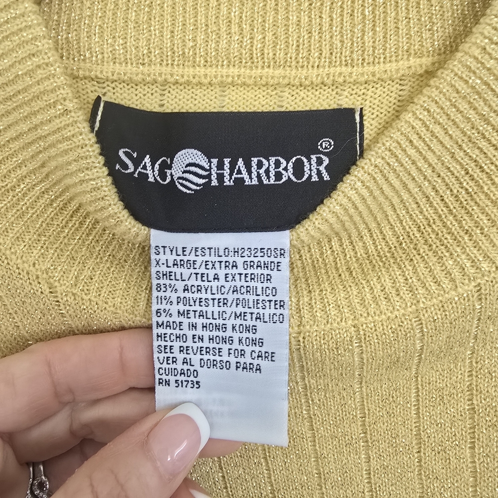 Sag Harbor Women's Gold Shimmer Mockneck Short Sleeve Sweater Size XL NWT - Picture 7 of 9